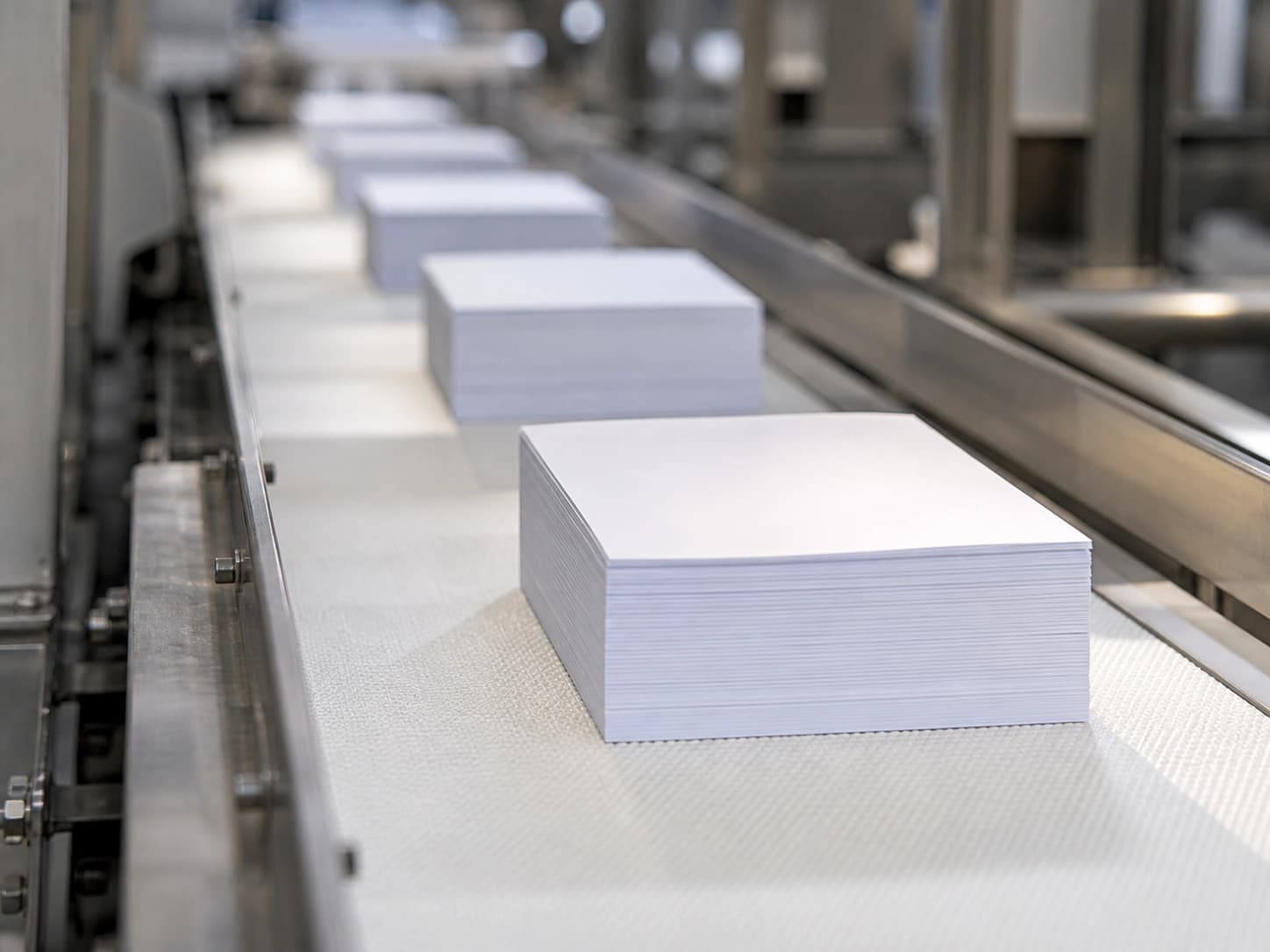 Bogen-Offsetmaschine mit Antriebs- und Transportbaendern.