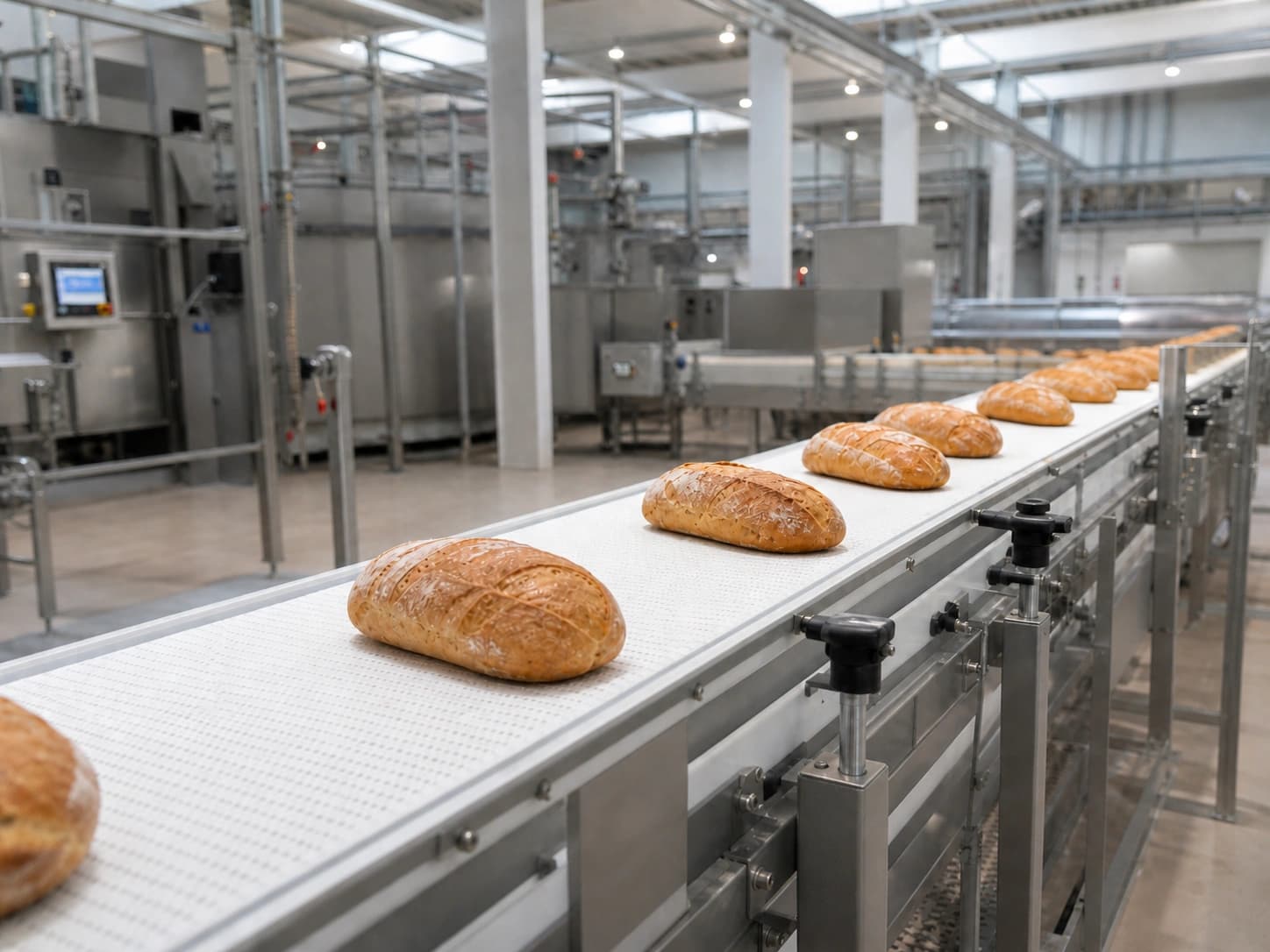 Transportband in einer Lebensmittelproduktion — Referenz aus dem COLTEC-Sortiment.